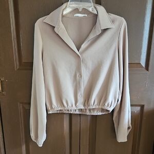 OAK + FORT Taupe Button Down Shirt